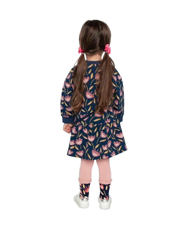Deux par Little and Big Girls (6 - 8) French Terry Dress Tulip Print