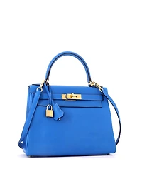 Pre-Owned HERMES Kelly 28 Handbag Evercolor with Gold Hardware