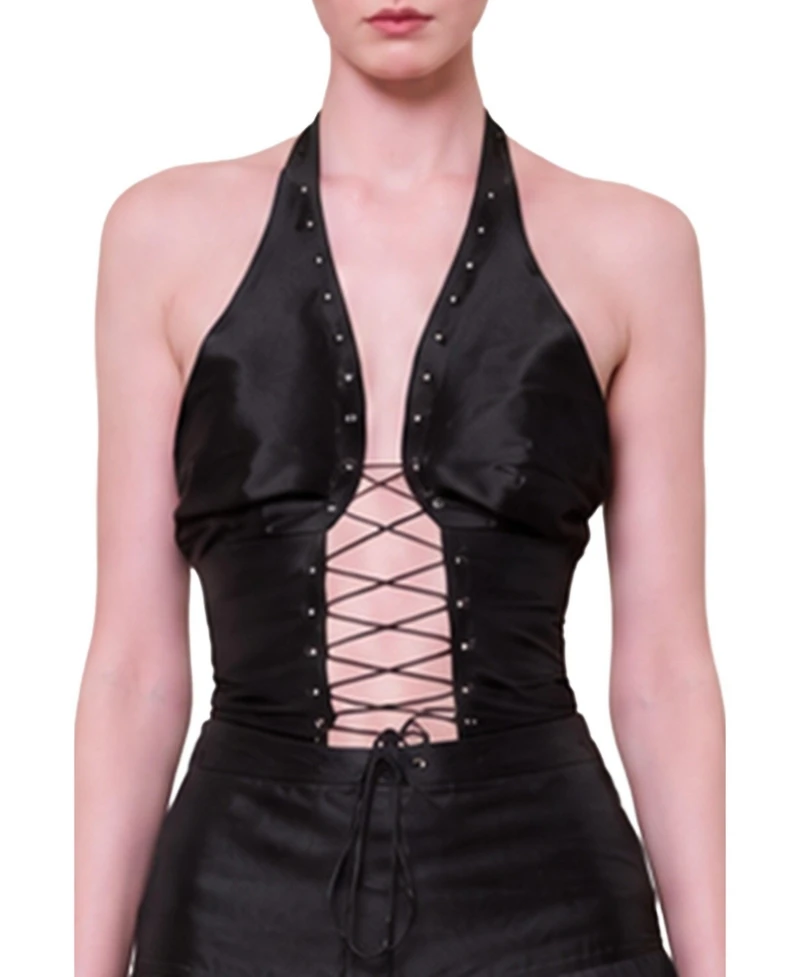 Pcfg Women's The Party Edit Crisscross Neck Lace Up Top