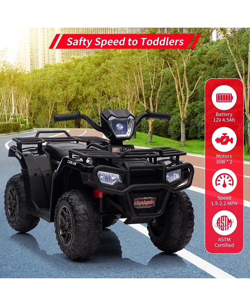 homfan 33.1 x 20.9 12.0 Inch Kids Electric Ride On Atv, 12V Battery Powered Quad with 3 Mph Speed, 4-Wheeler for Outdoor Adventure Play