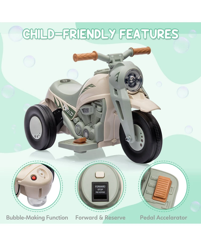 homfan 23.2x10.2x13.6 6V Kids Battery Powered Ride-On Bubble Car, Push Button Start, for Toddlers Outdoor Fun