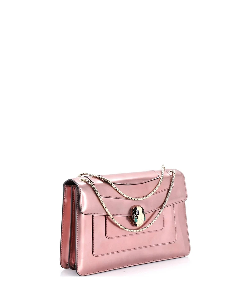 Pre-Owned Bvlgari Medium Serpenti Forever Shoulder Bag Metallic Leather