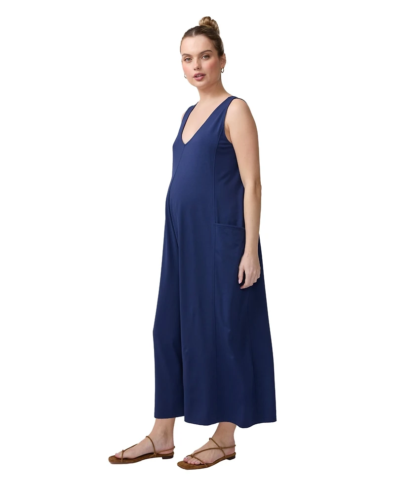 Ingrid + Isabel Women's V-Neck Wide Leg Knit Jumpsuit