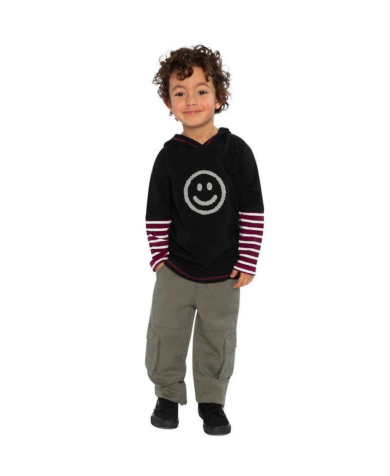 Deux par Toddler Boy 2T-5T Fake Double Sleeve Hooded Shirt