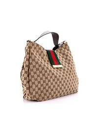 Pre-Owned Gucci Large New Ladies Web Hobo Gg Canvas