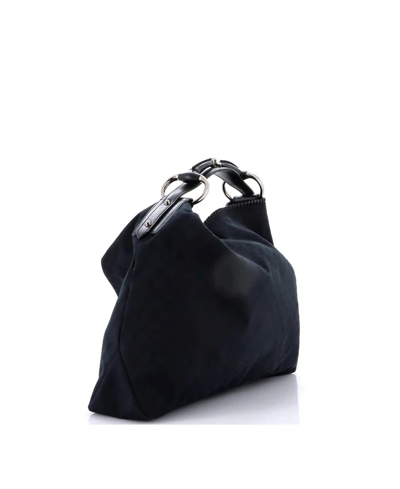 Pre-Owned Gucci Large Horsebit Hobo Gg Canvas