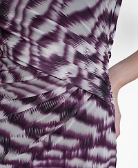 Dkny Women's Printed Side Knot Mesh Midi Dress