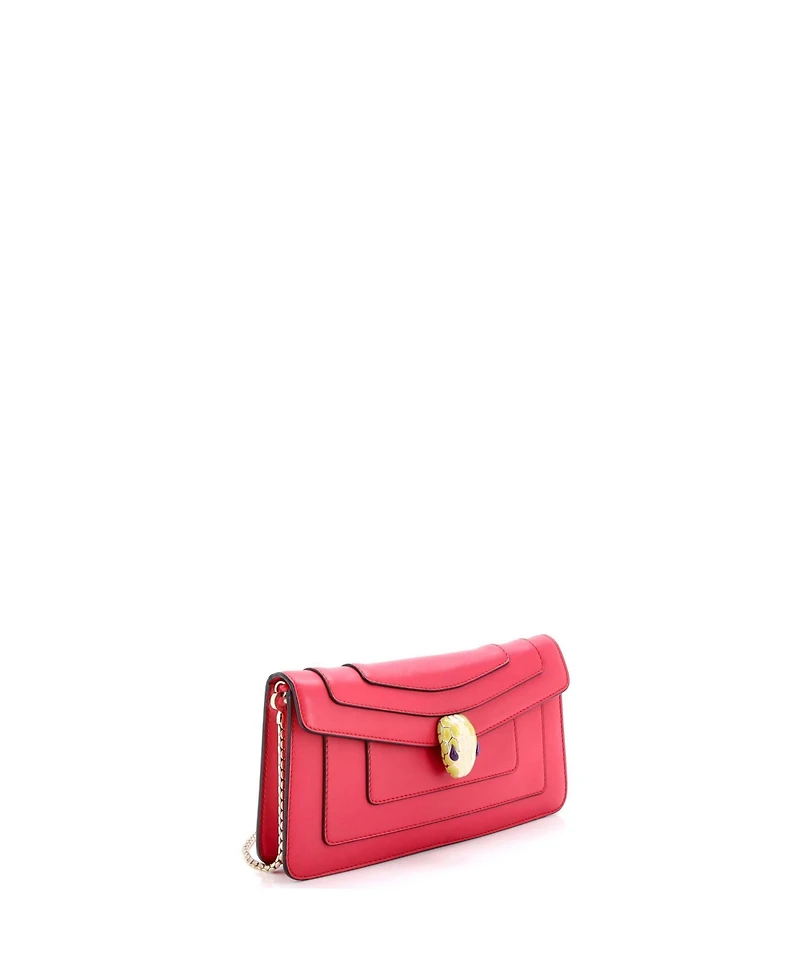 Pre-Owned Bvlgari Serpenti Forever Chain Clutch Leather