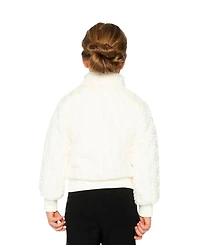 Deux par Deux Little and Big Girl (6-14) Faux Fur Jacquard Jacket