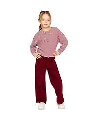 Deux par Deux Little and Big Girl (6-14)Stretch Corduroy Wide Leg Pants Reddish