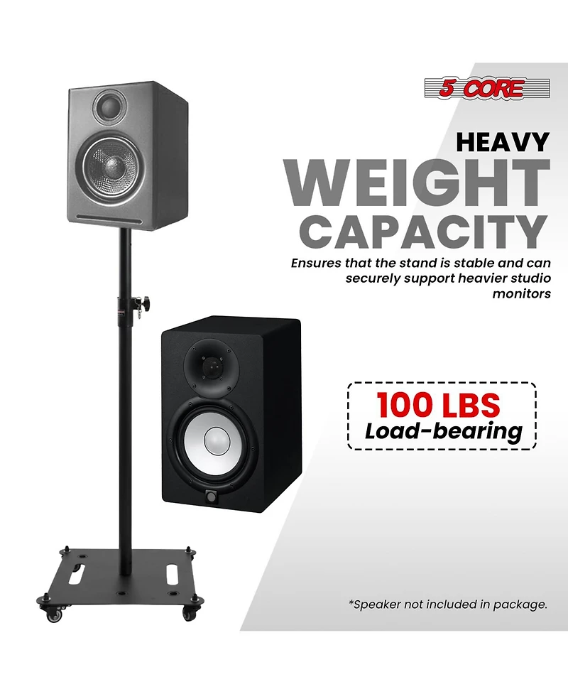 5 Core Speaker Stand 2Pc Heavy Duty Adjustable Height 61" Dj Pa Stands 35mm Mount 100Lb Capacity