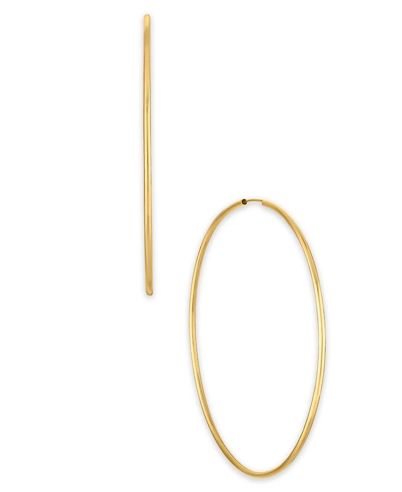 Macy's Polished Continuous Hoop Earrings in 10k Yellow Gold