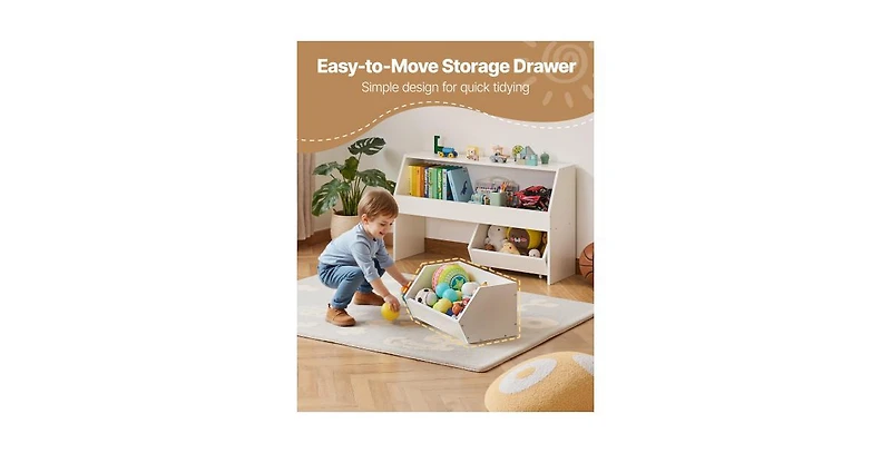 Flynama Wooden Toy Storage Organizer with Drawers for Kids Bedroom