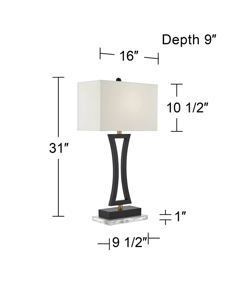 360 Lighting Roxie Modern Table Lamps Set of 2 with Clear Acrylic Risers 31" Tall Usb Charging Port Shade for Bedroom Living Room Kids