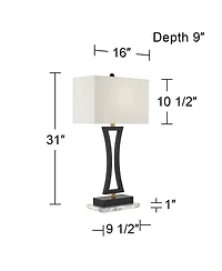 360 Lighting Roxie Modern Table Lamps Set of 2 with Clear Acrylic Risers 31" Tall Usb Charging Port Shade for Bedroom Living Room Kids