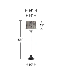 360 Lighting Dyna Traditional 58" Tall 2-Light Standing Floor Lamp Skinny Pole Pull Chain Finish Drum Swirl Shade