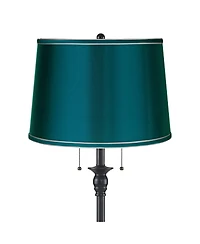 360 Lighting Dyna Traditional 58" Tall 2-Light Standing Floor Lamp Skinny Pole Pull Chain Finish Drum Deep Teal Shade
