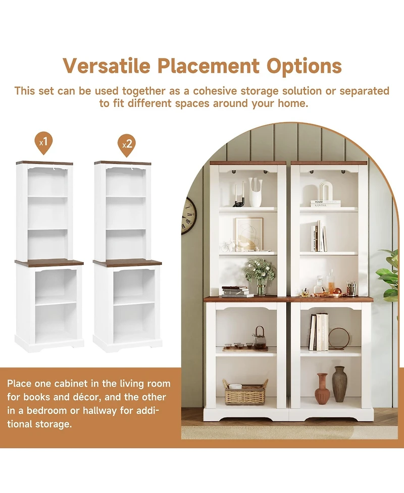 Flynama Curved Top Two-Piece Combined Anti-Tip Tall Storage Cabinet