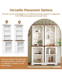 Flynama Curved Top Two-Piece Combined Anti-Tip Tall Storage Cabinet