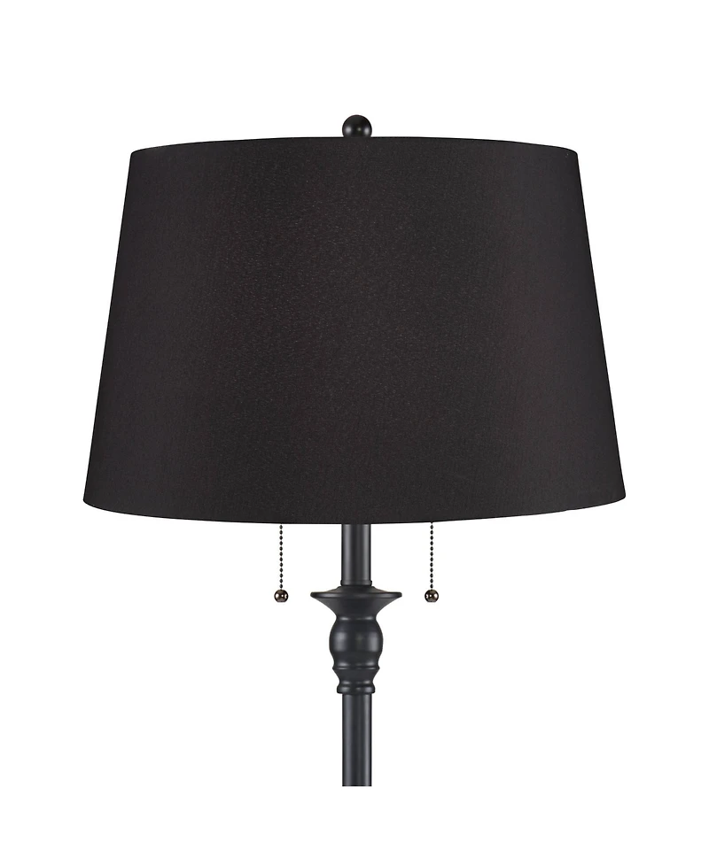 360 Lighting Dyna Traditional 58" Tall 2-Light Standing Floor Lamp Skinny Pole Pull Chain Finish Faux Silk Shade
