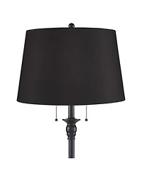 360 Lighting Dyna Traditional 58" Tall 2-Light Standing Floor Lamp Skinny Pole Pull Chain Finish Faux Silk Shade