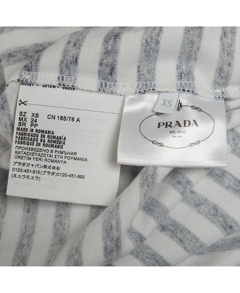 Pre-Owned Prada Women's Striped Logo Cotton Knit T-Shirt
