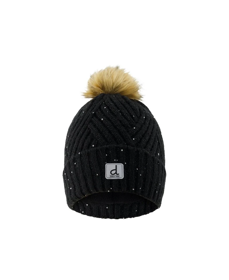 Deux par Deux Toddler Girl (2-4)Winter Knit Hat with Pompom