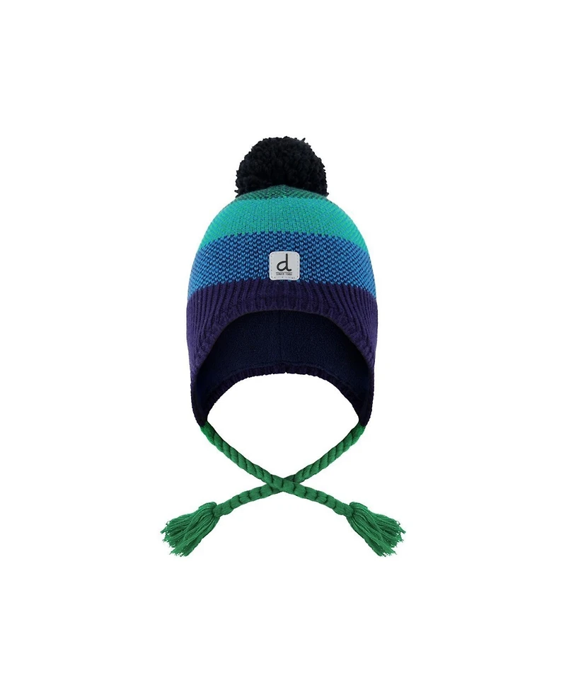Deux par Deux Toddler Boy (2-4) Winter Peruvian with Pompom Knit Hat