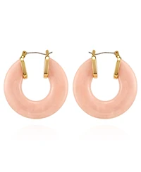 Guess Gold-Tone Rose Quartz Stone Hoop Earrings
