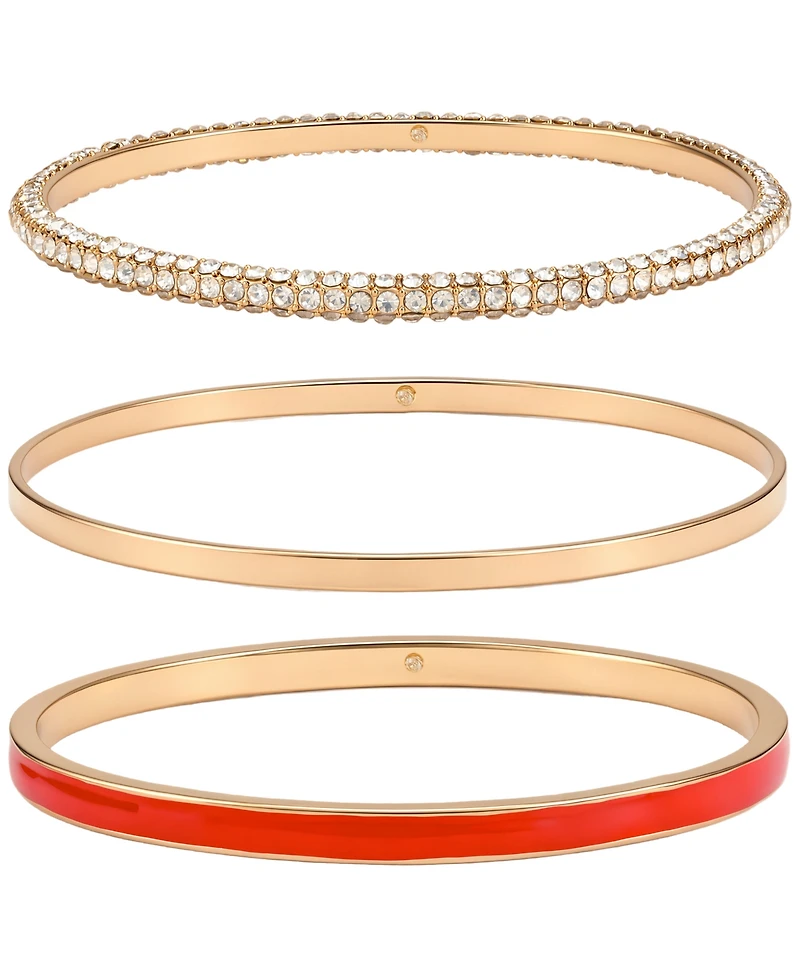 Guess Gold-Tone Crystal Stone Bangle Bracelet, 3-Piece Set