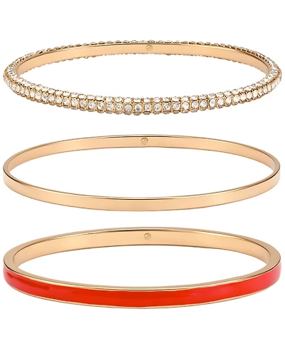 Guess Gold-Tone Crystal Stone Bangle Bracelet, 3-Piece Set