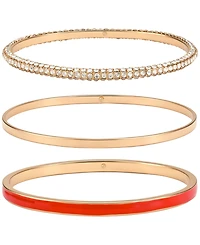 Guess Gold-Tone Crystal Stone Bangle Bracelet, 3-Piece Set