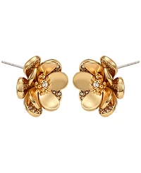 Guess Gold-Tone Crystal Stone Oversized Stud Earrings