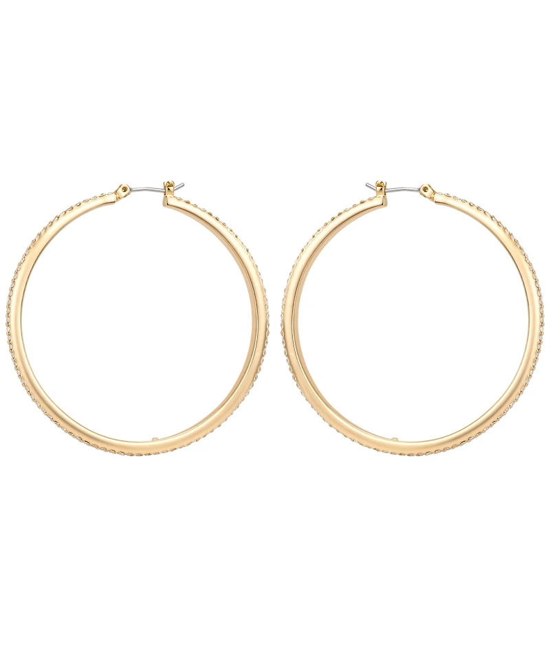 Guess Gold-Tone Crystal Stone Hoop Earrings