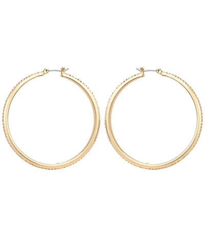Guess Gold-Tone Crystal Stone Hoop Earrings