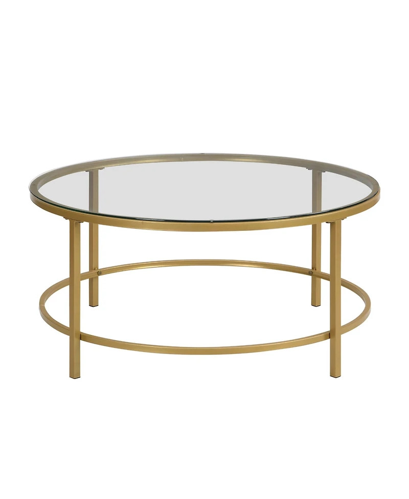 HomeRoots 36" Clear Glass Round Coffee Table
