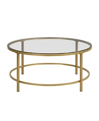 HomeRoots 36" Clear Glass Round Coffee Table