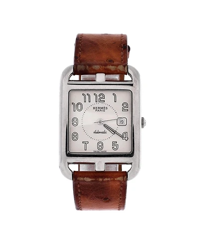 Pre-Owned HERMES Cape Cod Automatic Watch in Stainless Steel and Ostrich 29mm