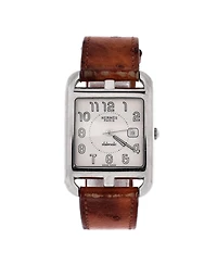 Pre-Owned HERMES Cape Cod Automatic Watch in Stainless Steel and Ostrich 29mm