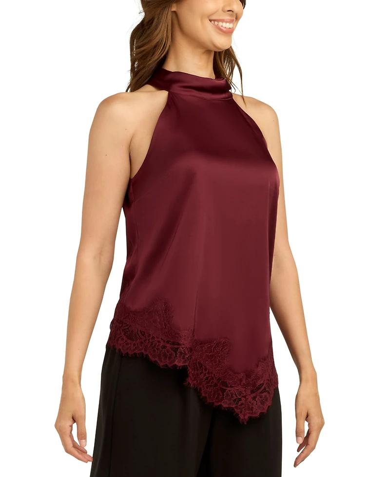 Bcx Juniors' Stretch Satin Halter Sleeveless Top