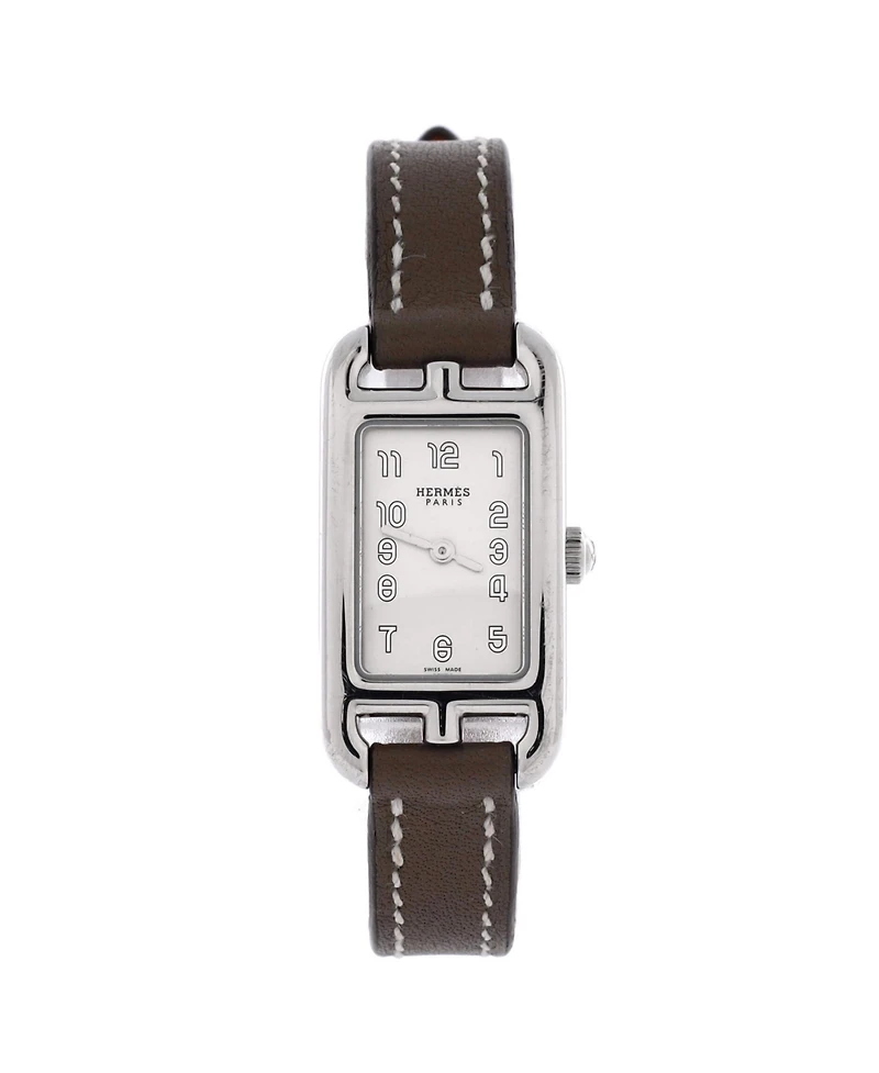 Pre-Owned HERMES Nantucket Quartz Watch in Stainless Steel and Leather 17mm