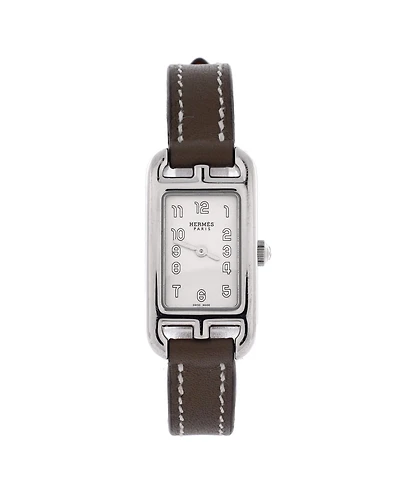 Pre-Owned HERMES Nantucket Quartz Watch in Stainless Steel and Leather 17mm