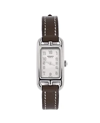 Pre-Owned HERMES Nantucket Quartz Watch in Stainless Steel and Leather 17mm