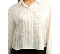 Bcx Juniors' Striped Collared Button-Up Shirt
