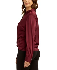 Bcx Juniors' Stretch Satin Button-Up Shirt