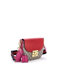 Pre-Owned Gucci Medium Padlock Saddle Shoulder Bag Gg Coated Canvas and Leather