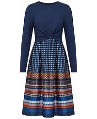 Adrianna Papell Women's Crewneck Knit Print Combo Dress
