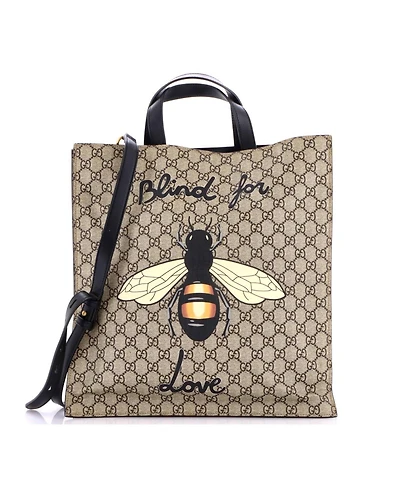Pre-Owned Gucci Tall Convertible Soft Open Tote Printed Gg Coated Canvas