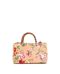 Pre-Owned Gucci Medium Bamboo Shopper Tote Blooms Print Leather