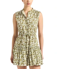 Derek Lam 10 Crosby Women's Briar Printed Cotton Button-Front V-Neck Dress